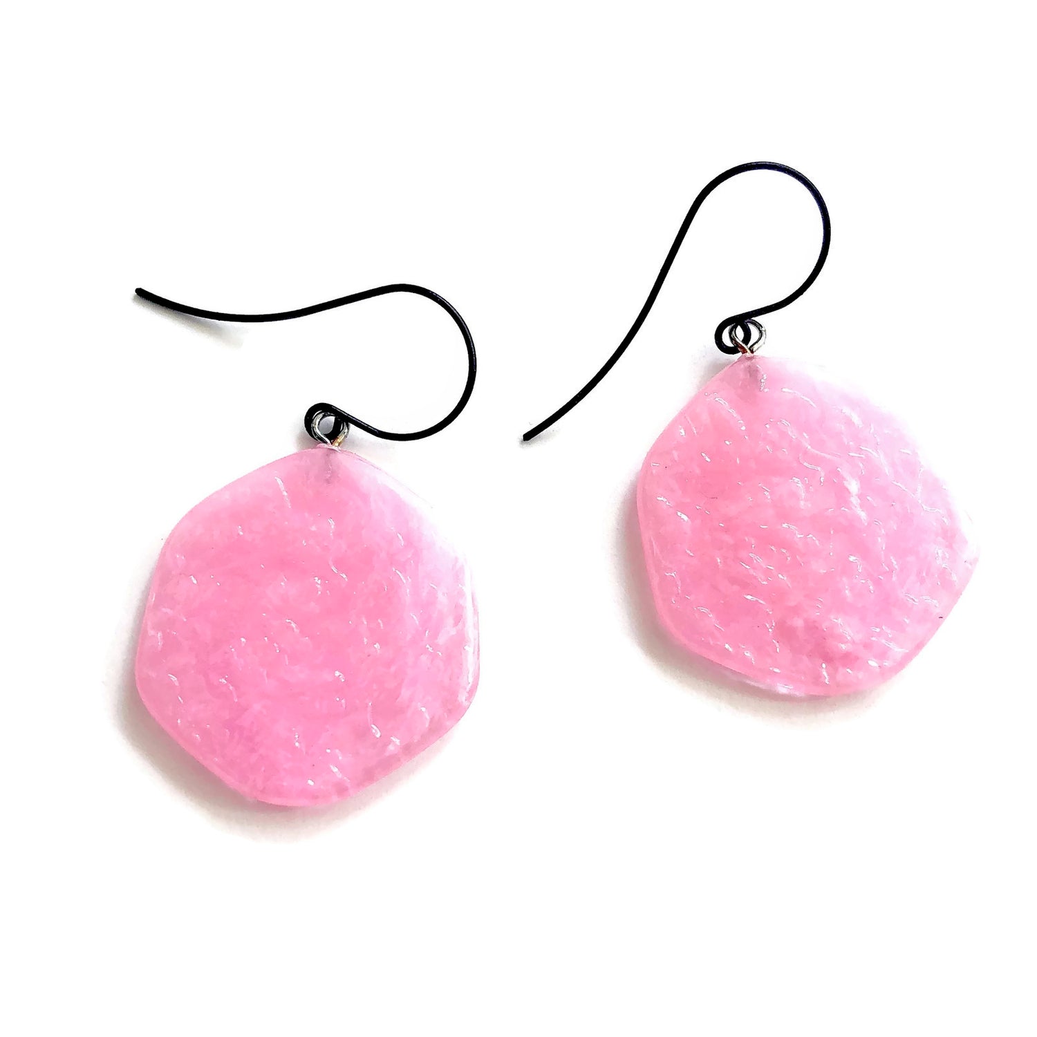 pink textured earrings