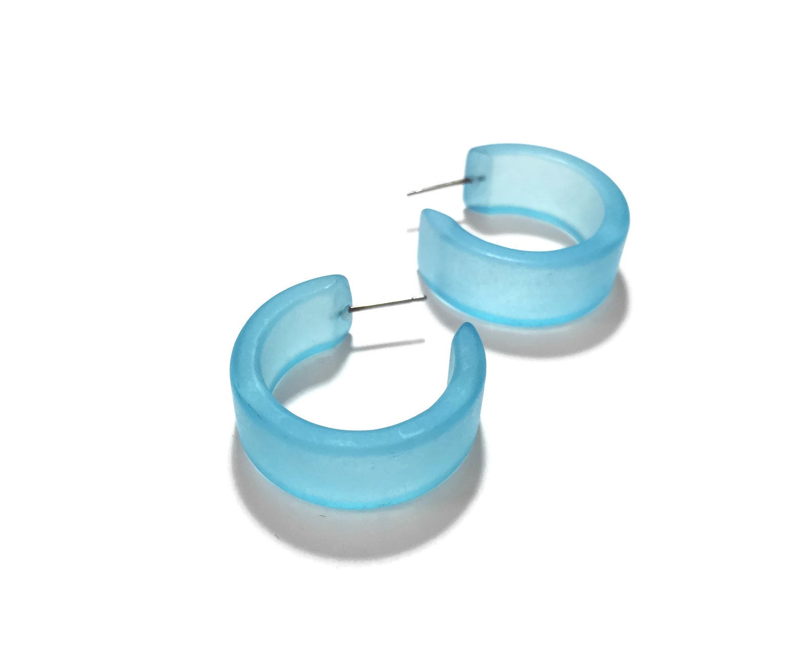 Light Turquoise Frosted Clara Hoop Earrings
