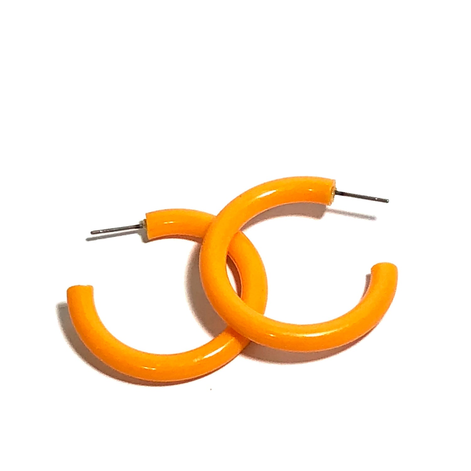 big tangerine orange earrings