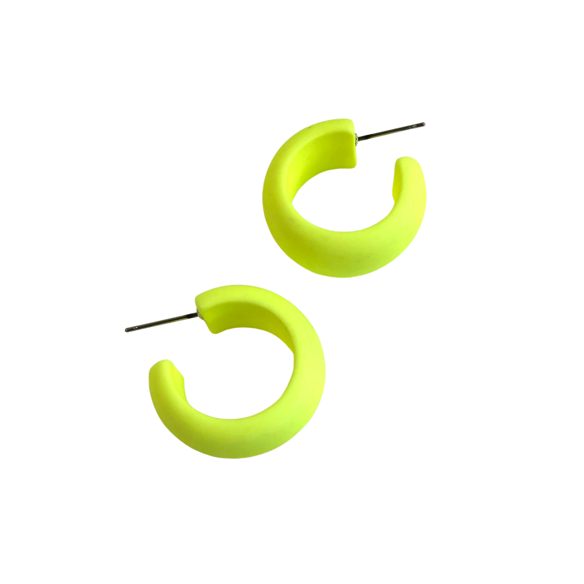 Neon Yellow Matte Haskell Hoops Earrings