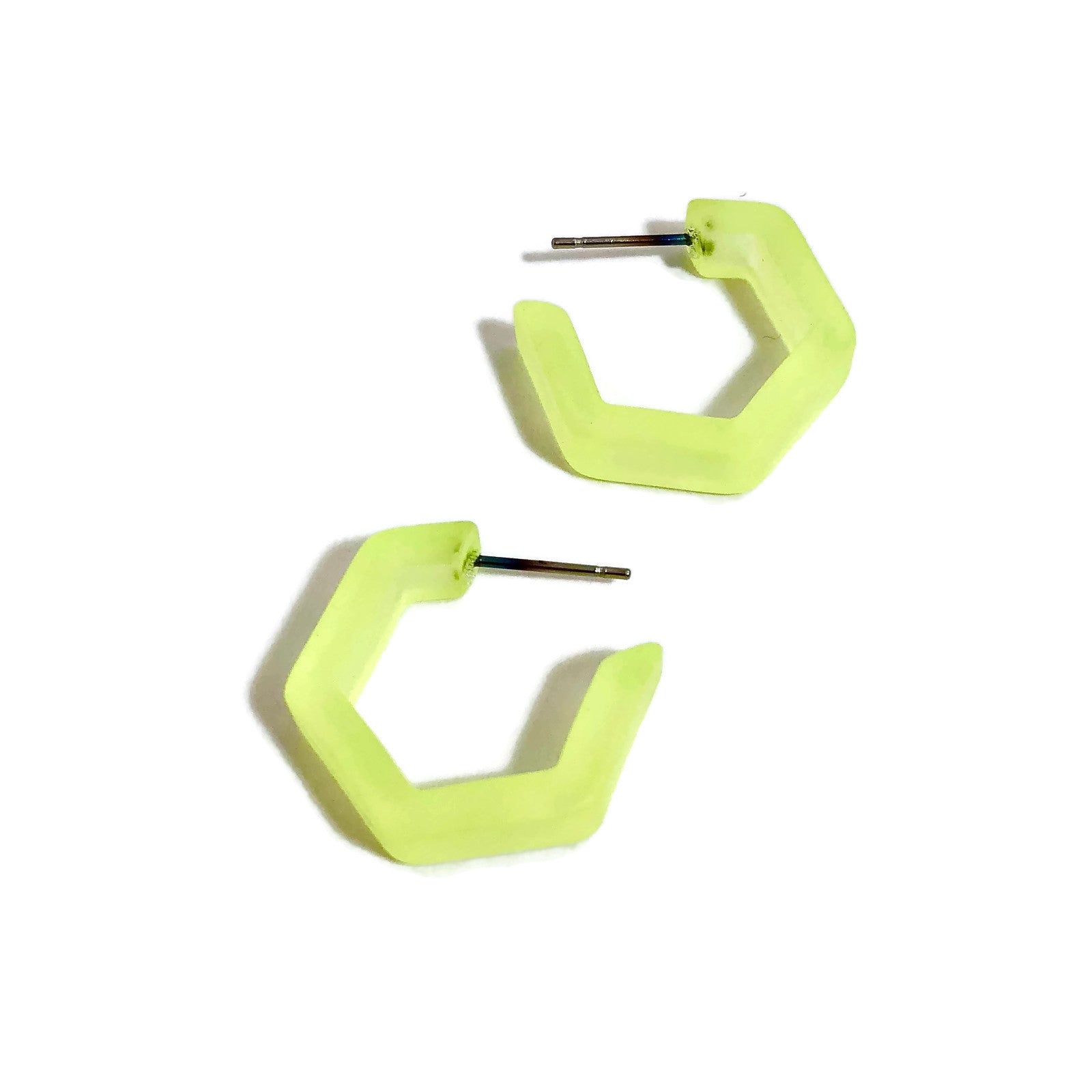 Neon Yellow Honeycomb Hex Hoop Earrings – Leetie Lovendale