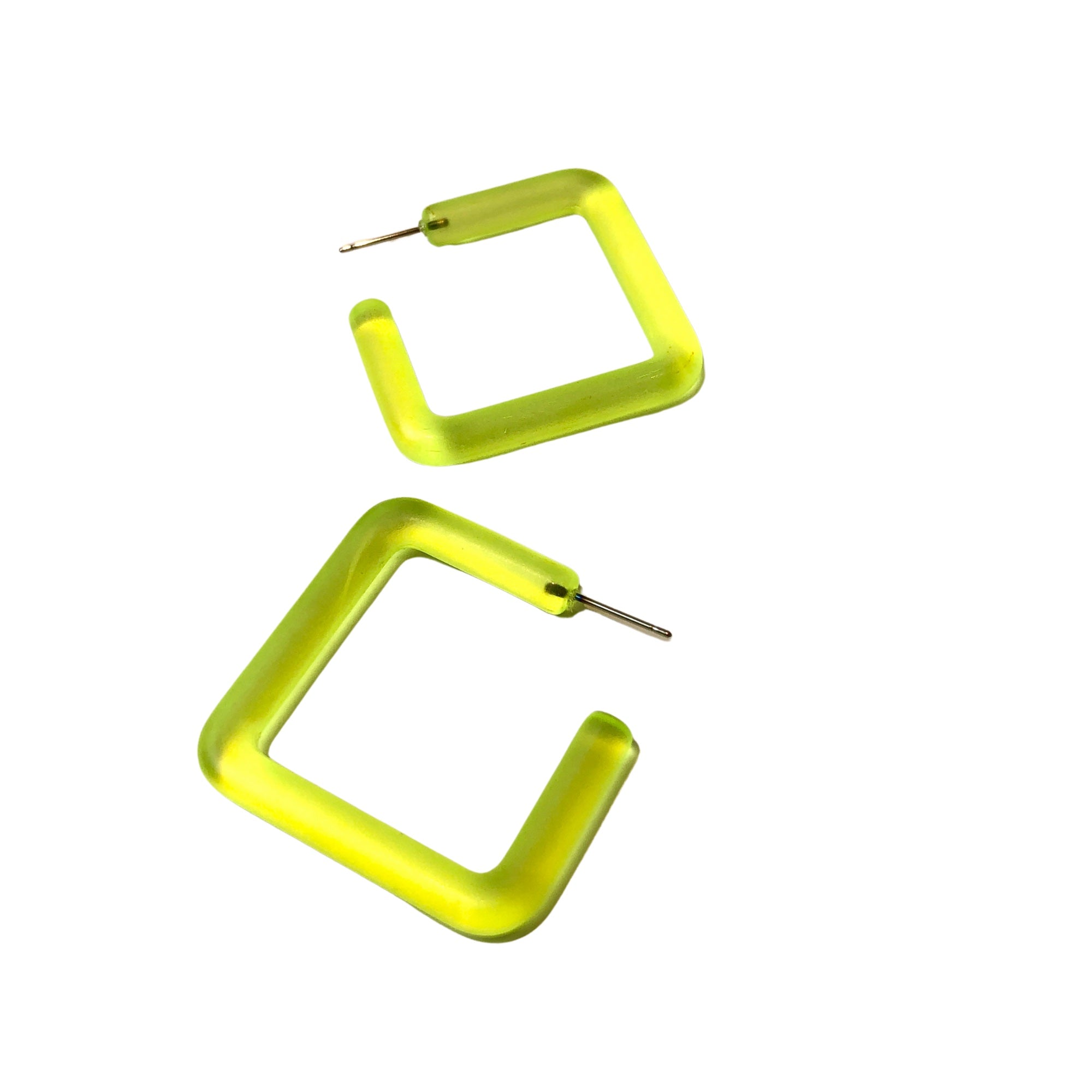 bright yellow square earrings