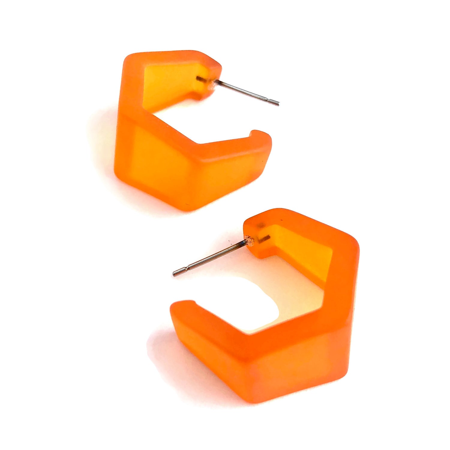hexagon orange earrings