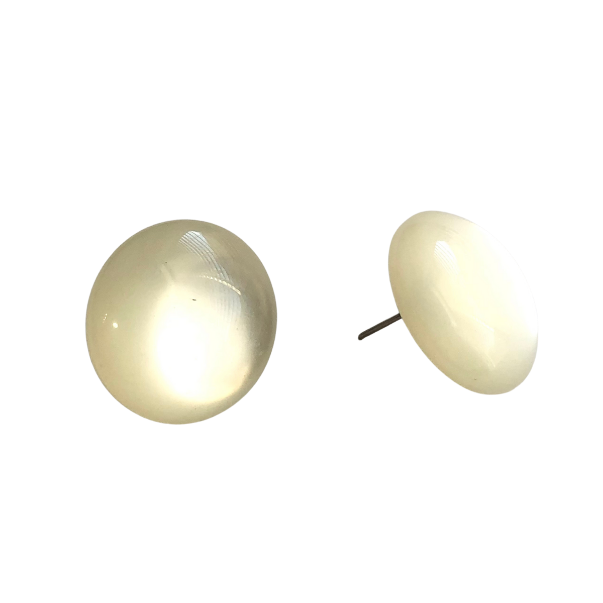 Off White Shell Glow Retro Button Stud Earrings