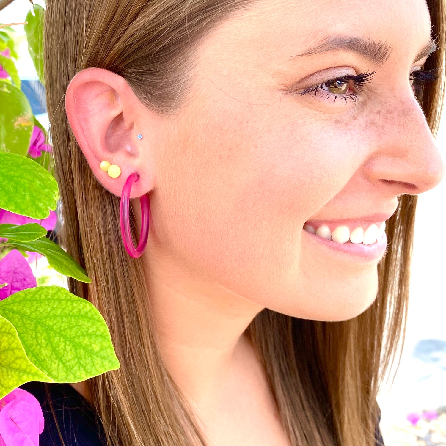bright pink earrings