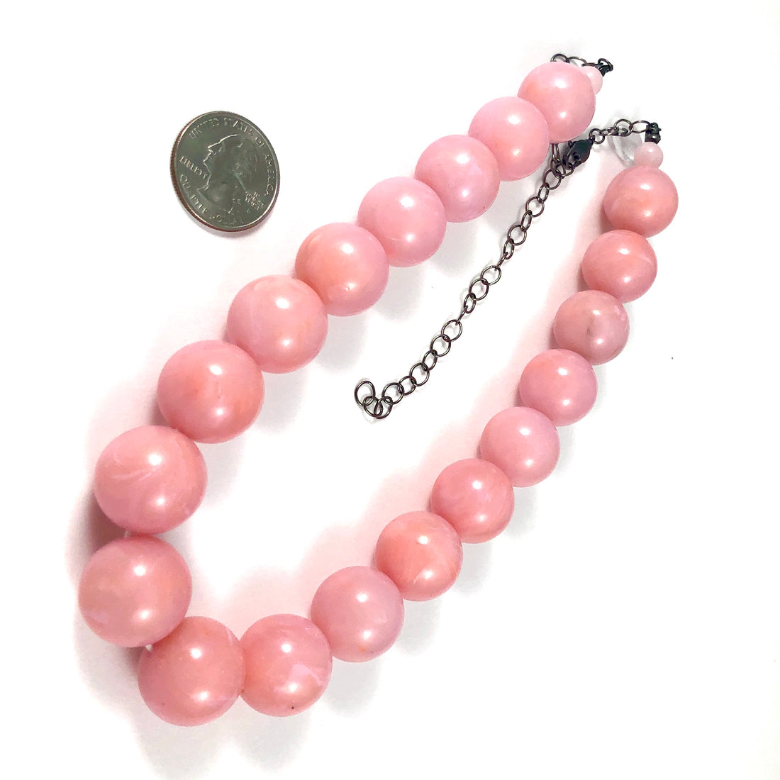 Pink Marbled Lucite Marco Necklace