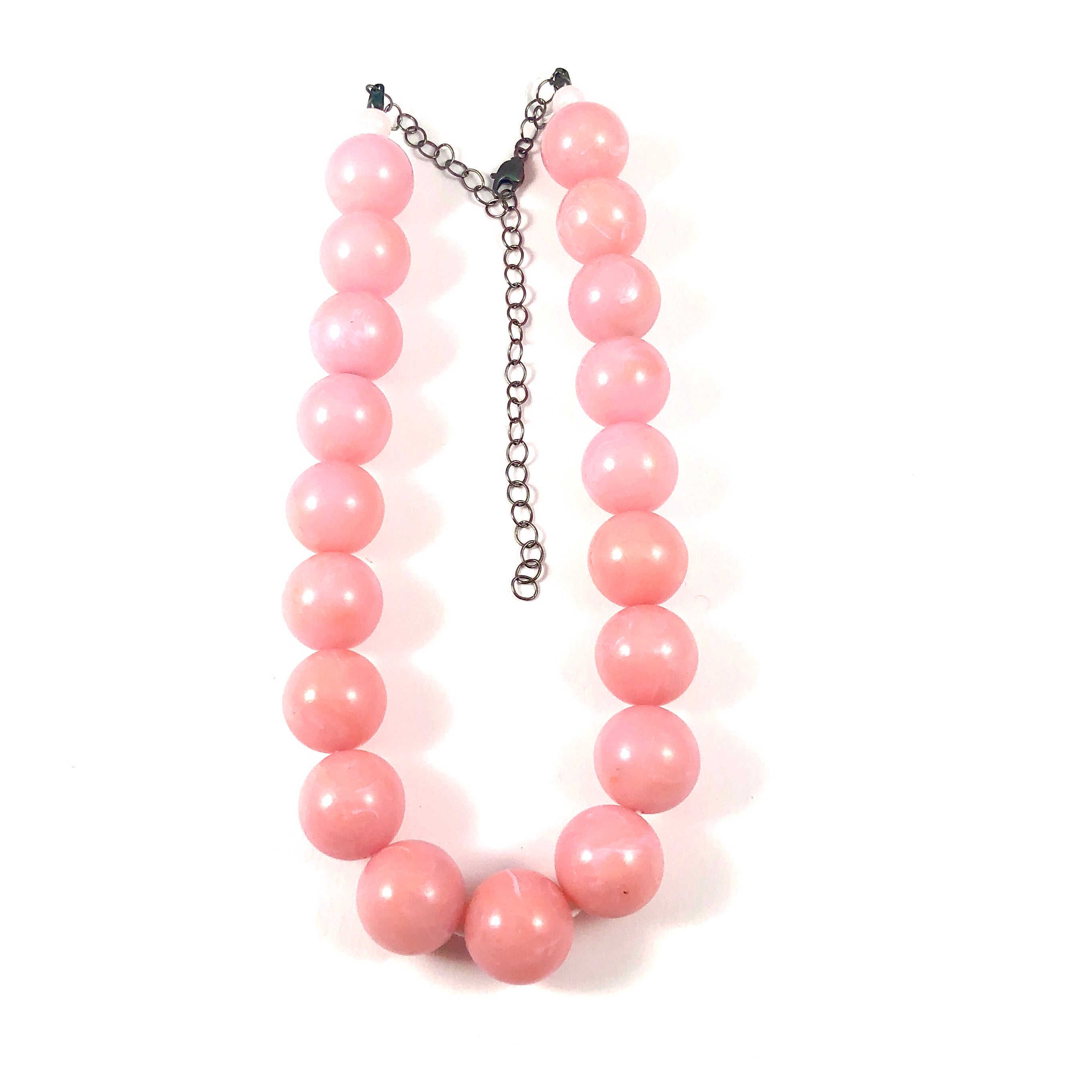 Pink Marbled Lucite Marco Necklace