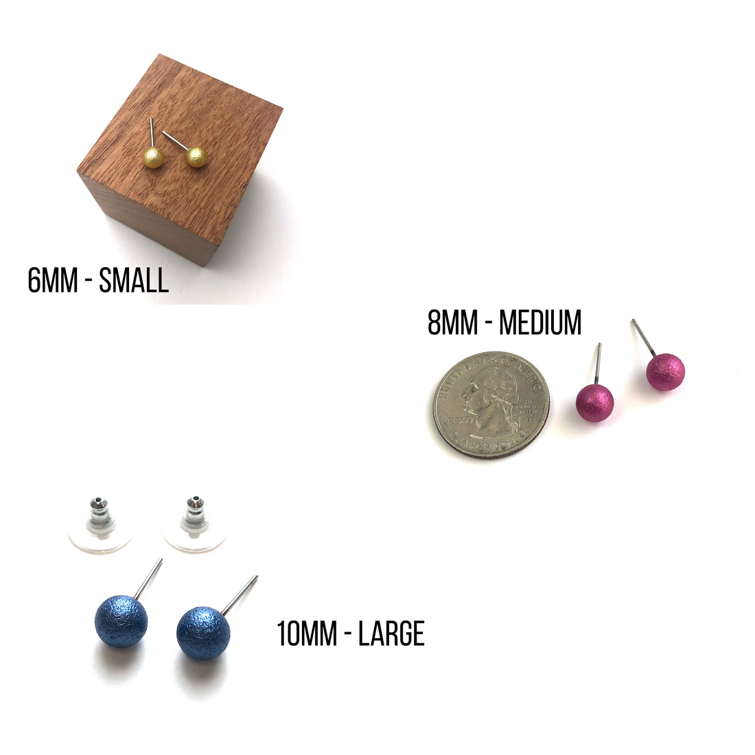 Pitted Pearl Ball Stud Earrings