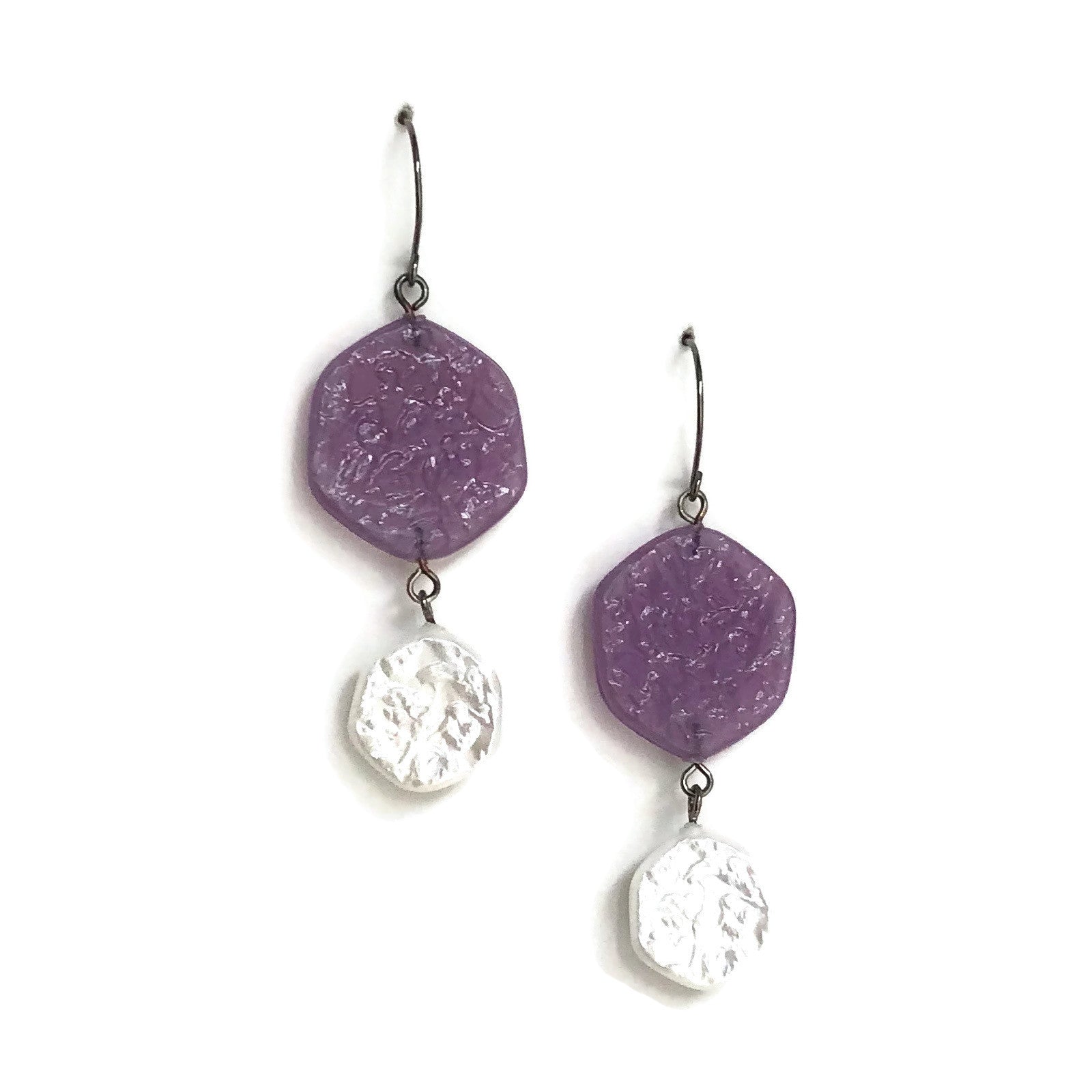 purple pearl earrings