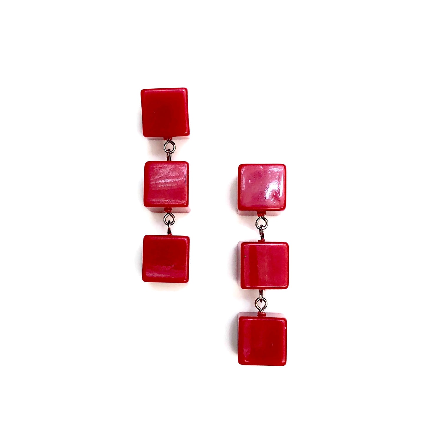 red square earrings