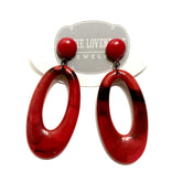 red black statement earrings