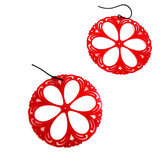 red filigree earrings