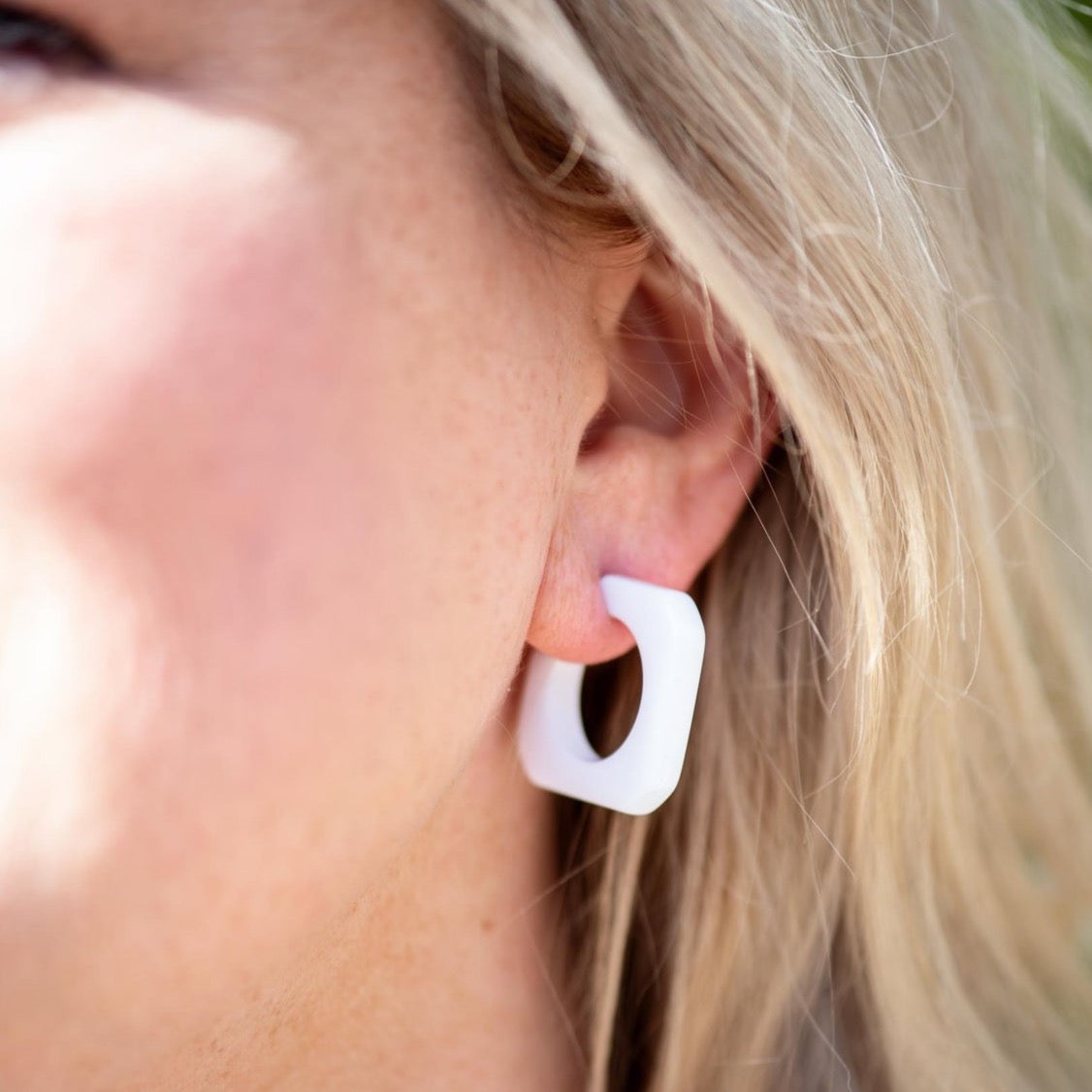 White Ruthie Hoop Earrings