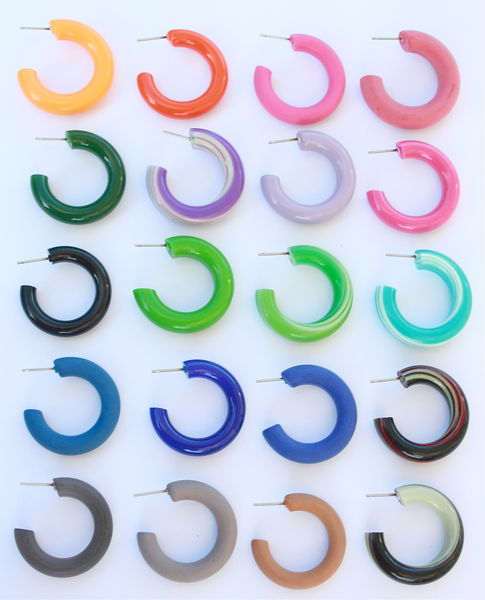 Hot Pink Lucite Tube Hoop Earrings