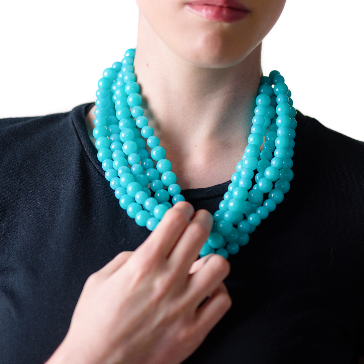 Turquoise Marbled Beaded Sylvie Statement Necklace