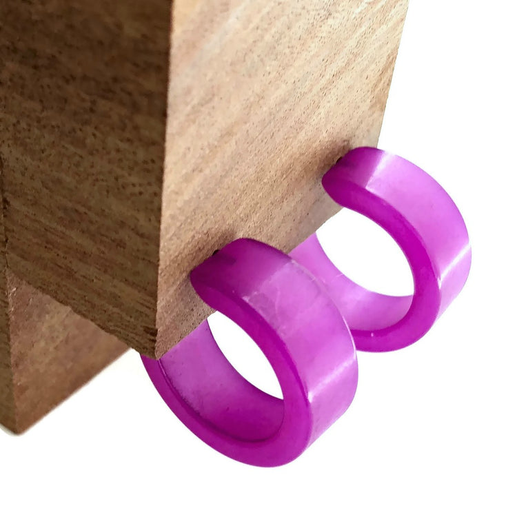 violet hoop earrings
