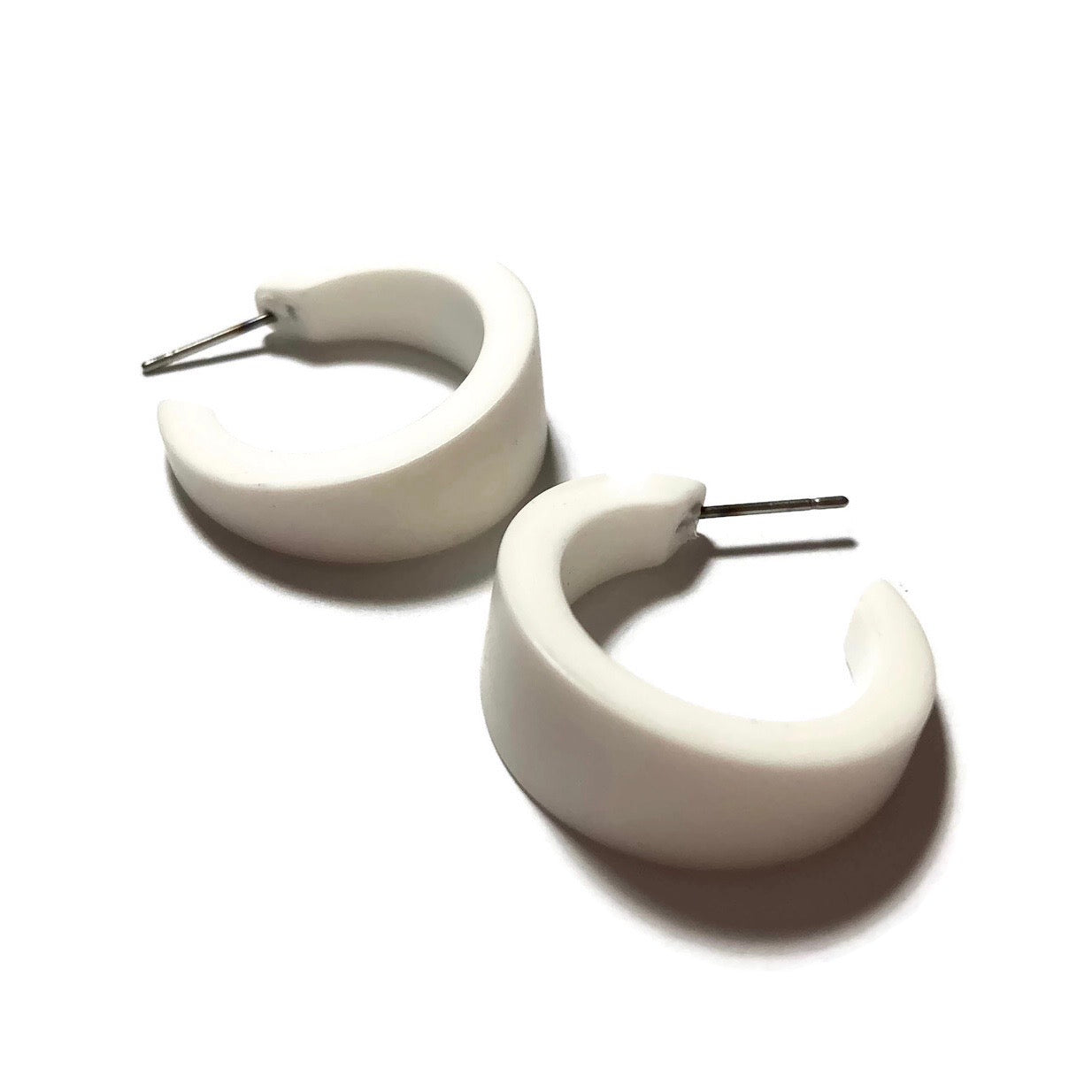white matte hoop earrings