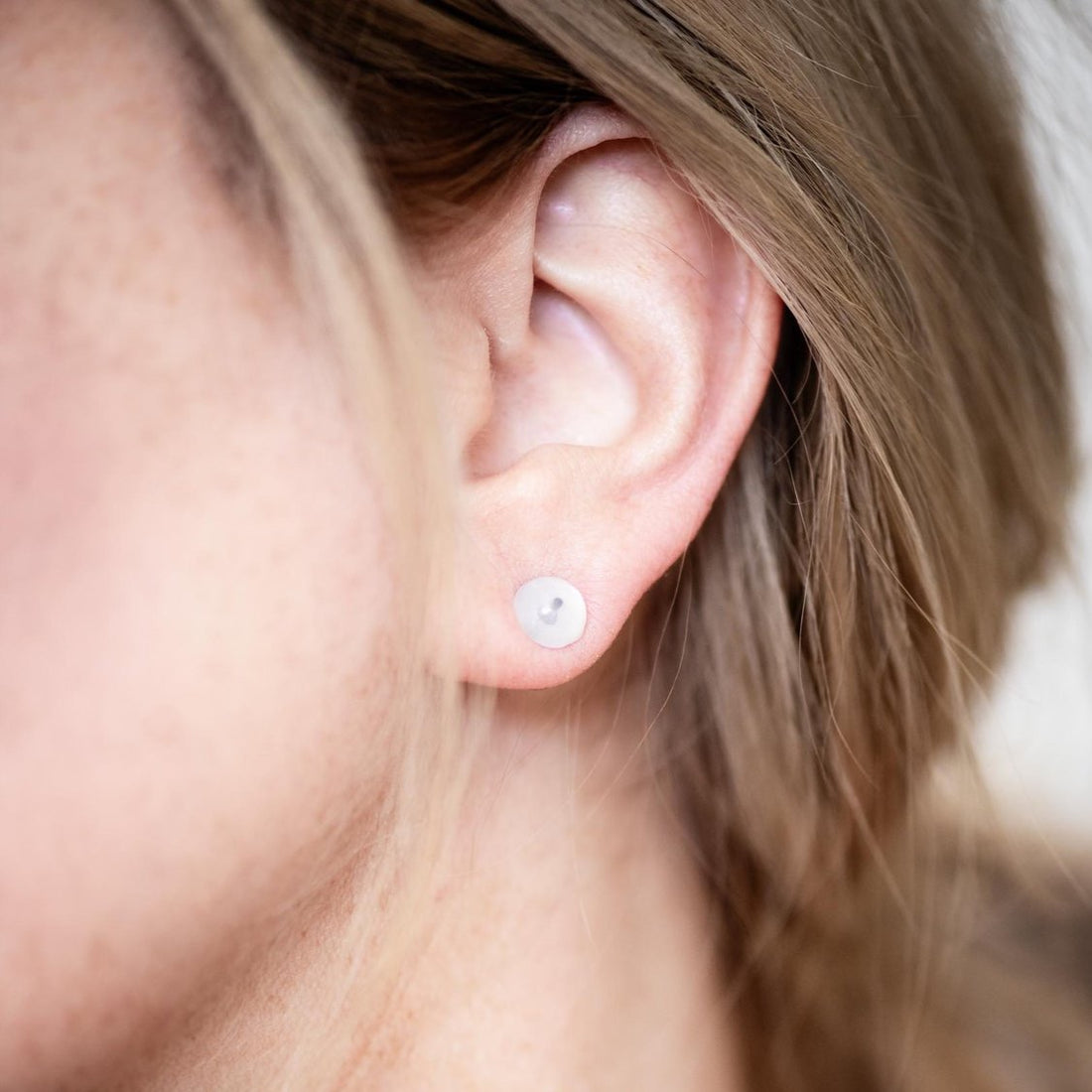 Opal White Small Retro Button Stud Earrings